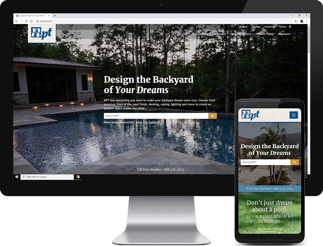 NPTPool.com desktop and phone view